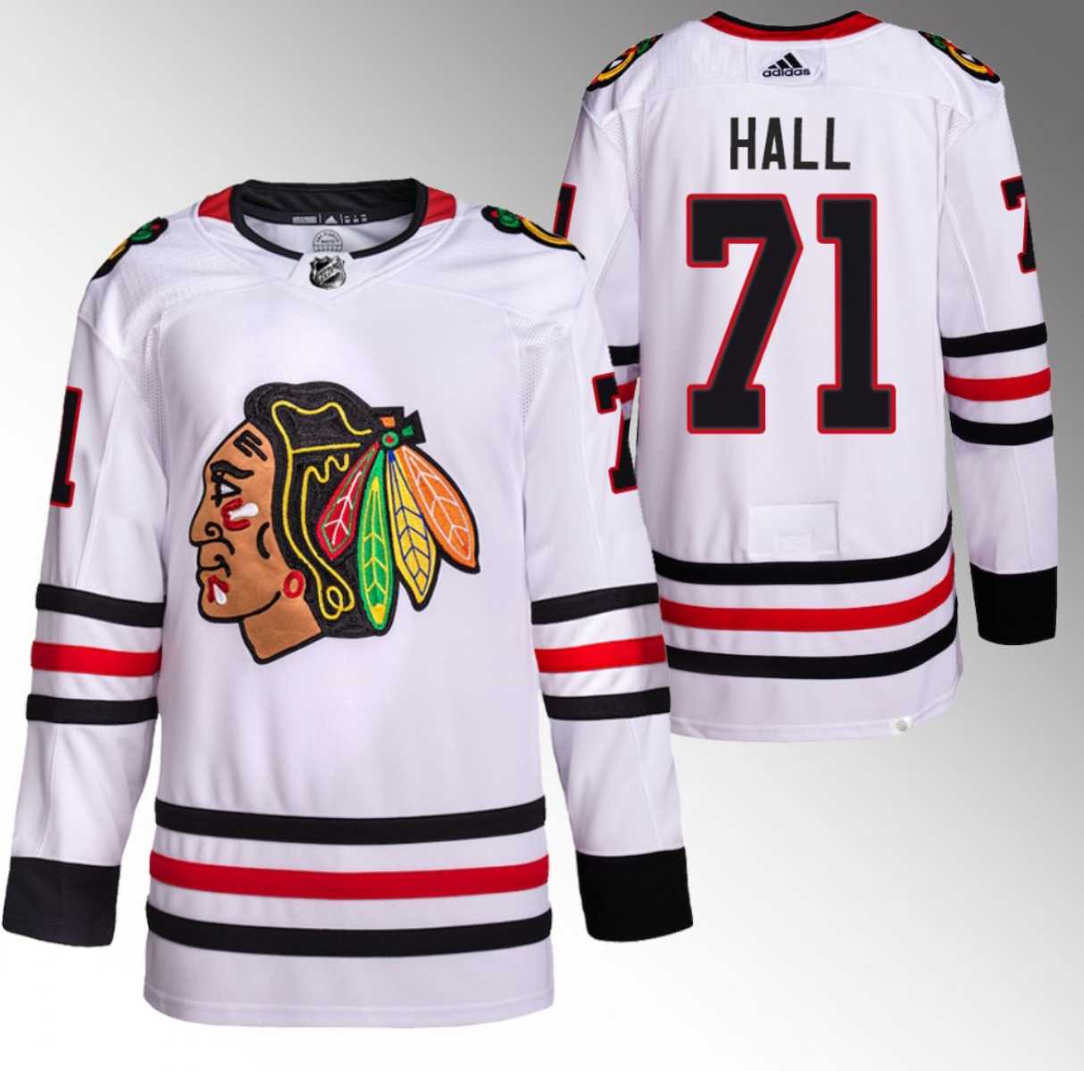 Men%27s Chicago Blackhawks #71 Taylor Hall White Stitched Hockey Jersey->carolina hurricanes->NHL Jersey